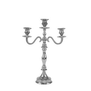 Candlestick with 3 positions, metallic, silver, 27X11X39CM