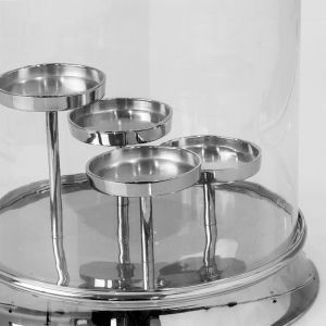 Candlestick with 4 positions, metal - glass, silver 34.5X30X35CM