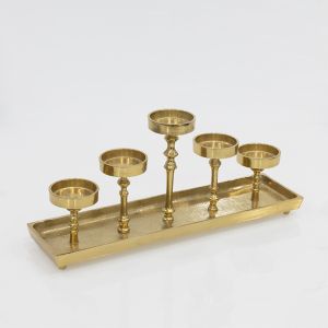 Candlestick with 5 positions, metallic, gold, 54X13.5X24.5CM