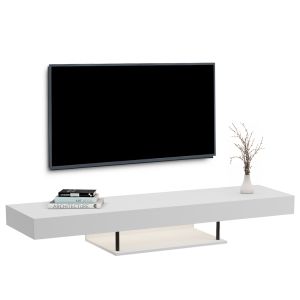 Wall-mounted TV cabinet with LED lights Savor HM18381.02 melamine in white 150X29.5X22HCM.