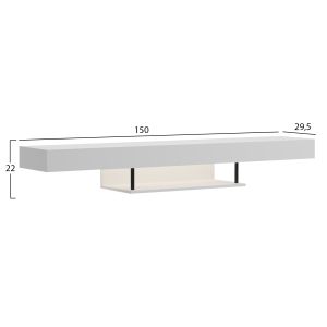 Wall-mounted TV cabinet with LED lights Savor HM18381.02 melamine in white 150X29.5X22HCM.