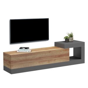 Wall TV cabinet Essenza HM18372.13 melamine in oak/gray color 150X29.6X38.6HCM.