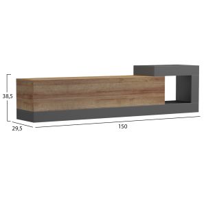 Wall TV cabinet Essenza HM18372.13 melamine in oak/gray color 150X29.6X38.6HCM.