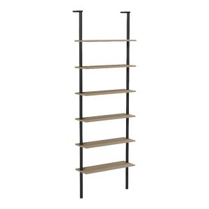 Стенна библиотека Dimmo sonoma-черен метал 60x20x180см