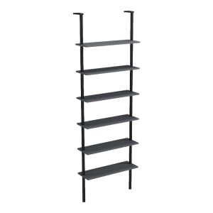 Стенна библиотека Dimmo антрацитно-черна метална 60x20x180см