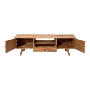 TV cabinet Firpo solid acacia wood in natural color 130x35x45cm
