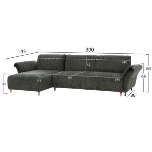 Corner reversible sofa bed Mailo HM6071.03 green, metal legs 300X145X80ВСМ.