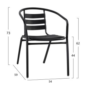 Garden table and chairs 3 pcs. Laura ημ10467.03 metal and aluminum φ60cm black