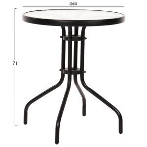 Garden table and chairs 3 pcs. Laura ημ10467.03 metal and aluminum φ60cm black