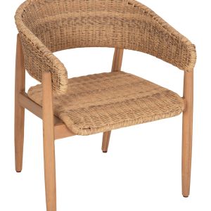 Garden table and chairs 5 pcs. Corten HM10909 acacia wood & rope in natural colors