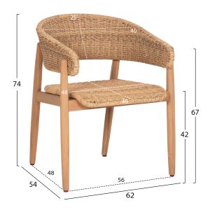 Garden table and chairs 5 pcs. Paraiso HM10907 acacia wood & rope in natural colors