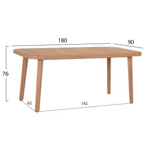 Градинска маса и столове 7ч. Contrel HM10899.01 акациево дърво в натурален цвят-възглавници в бежово