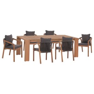 Garden table and chairs 7 pcs. Contrel HM10901.02 acacia wood in natural color-cushions in gray