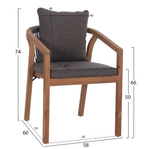 Garden table and chairs 7 pcs. Contrel HM10901.02 acacia wood in natural color-cushions in gray