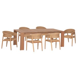 Garden table and chairs 7 pcs. Filem HM10910 acacia wood & rope in natural colors