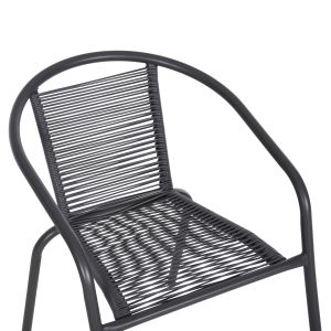 Garden table and chairs set of 3 Figo HM10878.01 metal &amp; Pe rattan in gray