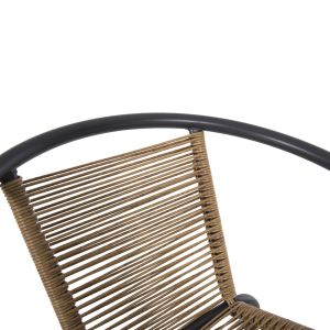 Garden table and chairs set of 3 Figo HM10878.02 metal in Grey-pe rattan in natural color