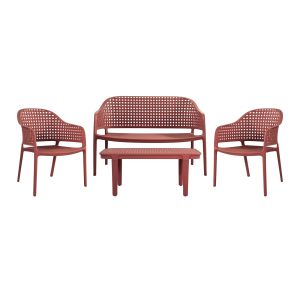 Garden set MALAGA PP-UV Bordeaux: Sofa + 2 Armchairs + Coffee table