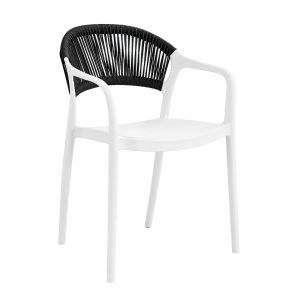 Garden chair DONNA - Pro, PP-UV white, wicker rope black
