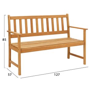 Two-seater garden bench Fornel HM6546 acacia wood in natural color 122X57X85HCM.