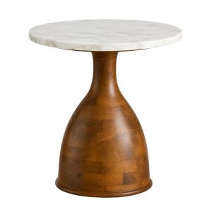 Wooden side table with white top Ф50X60СМ