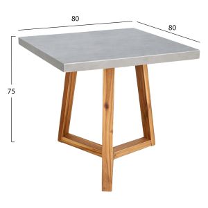 Square dining table Privo HM6602.01 gray fiber cement - acacia wood 80X80X75ВСМ.