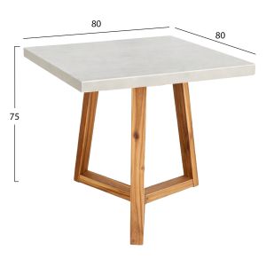 Square dining table Privo HM6602.02 beige fiber cement - acacia wood 80X80X75ВСМ.
