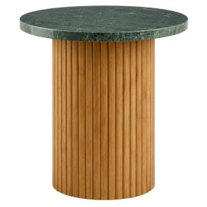 Set of 2 wooden brown tables with mint top D50X38CM