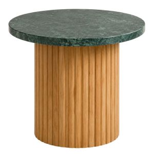 Set of 2 wooden brown tables with mint top D61X46CM