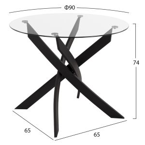 3-piece dining set Jafaru HM21382 round table and 2 dining chairs in black