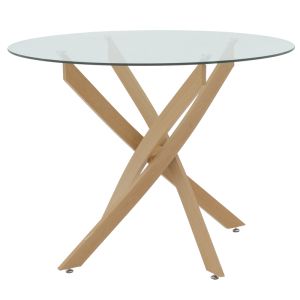 Azori Grey table and chairs set and Antoro glass table D100x75 cm, set of 5 pieces