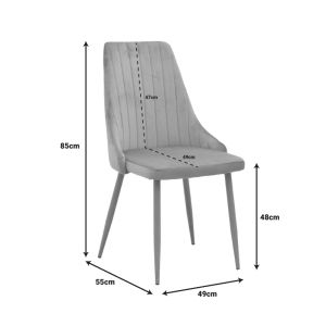 Azori Grey table and chairs set and Antoro glass table D100x75 cm, set of 5 pieces