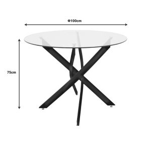 Azori Grey table and chairs set and Antoro glass table D100x75 cm, set of 5 pieces