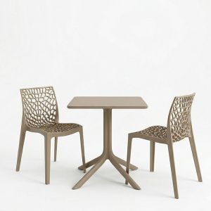 Groovy Hush cappuccino PP table and chairs set 60x60x76cm