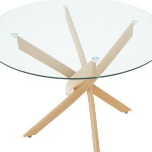 Noor Dusty Rose table and chairs set and Antoro glass table D100x75 cm, set of 5 pieces