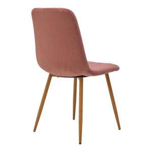 Noor Dusty Rose table and chairs set and Antoro glass table D100x75 cm, set of 5 pieces