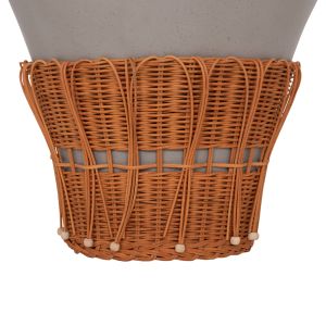 Set of 2 coffee tables Perral HM21138.03 fiber cement in gray - natural rattan decoration