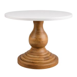 Round wooden dining table with white top and marble effect Ф120X80СМ