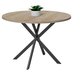 Round dining table Ariza HM18385.01 melamine in sonam color - black metal legs Φ120X75HСМ.