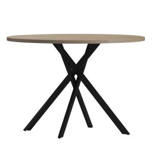 Round dining table Ariza HM18385.01 melamine in sonam color - black metal legs Φ120X75HСМ.