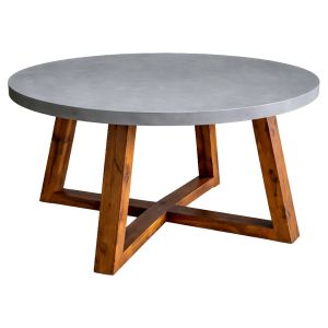 Round dining table Maeve HM6574.01 gray fiber cement - acacia wood Φ130X75HСМ.