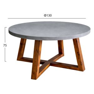 Round dining table Maeve HM6574.01 gray fiber cement - acacia wood Φ130X75HСМ.