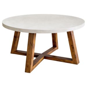 Round dining table Maeve HM6574.02 beige fiber cement - acacia wood Φ130X75HСМ.