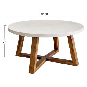 Round dining table Maeve HM6574.02 beige fiber cement - acacia wood Φ130X75HСМ.