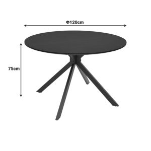 Table Xuson black MDF and metal legs D120x75cm