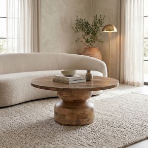 Zoulen table, natural walnut-mango wood color Φ80x40cm