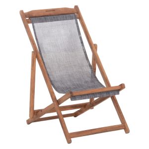 Плажен стол с текстиленова плата в сиво Limnos HM11707.10T бук в орех 55.5X97X105H