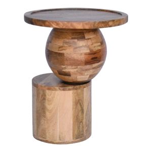 Side table Senby, walnut color, mango wood Φ40x50cm