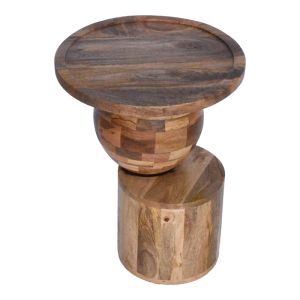 Side table Senby, walnut color, mango wood Φ40x50cm