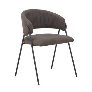 ALFREDO chair, black painted metal, anthracite suede fabric